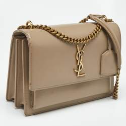 Pre Owned Saint Laurent Beige Leather Medium Sunset Shoulder Bag