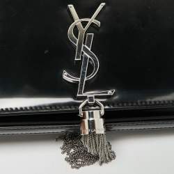 Pre Owned Saint Laurent Black Patent Leather Kate Tassel Clutch