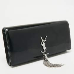 Pre Owned Saint Laurent Black Patent Leather Kate Tassel Clutch