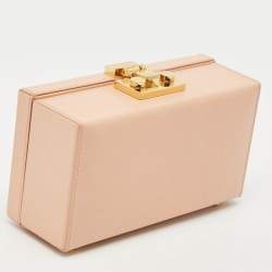 Pre Owned Saint Laurent Peach Leather Box Clutch
