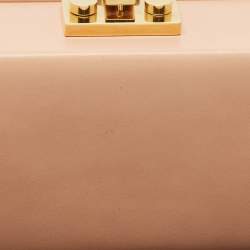 Pre Owned Saint Laurent Peach Leather Box Clutch