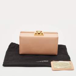 Pre Owned Saint Laurent Peach Leather Box Clutch