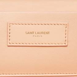 Pre Owned Saint Laurent Peach Leather Box Clutch