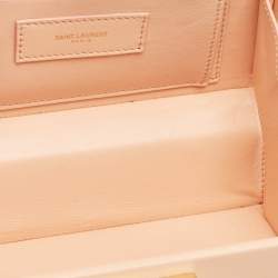 Pre Owned Saint Laurent Peach Leather Box Clutch