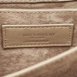 Pre Owned Saint Laurent Beige Croc Embossed Leather Medium Sunset Shoulder Bag