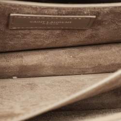 Pre Owned Saint Laurent Beige Croc Embossed Leather Medium Sunset Shoulder Bag