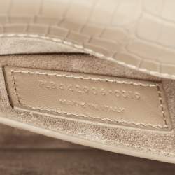 Pre Owned Saint Laurent Beige Croc Embossed Leather Medium Sunset Shoulder Bag