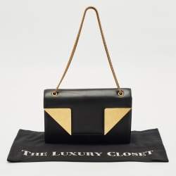 Pre Owned Saint Laurent Black/Gold Leather Medium Betty Shoulder Bag