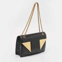 Pre Owned Saint Laurent Black/Gold Leather Medium Betty Shoulder Bag
