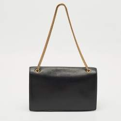 Pre Owned Saint Laurent Black/Gold Leather Medium Betty Shoulder Bag