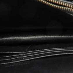 Pre Owned Saint Laurent Black Croc Embossed Leather Sunset Wallet On Chain