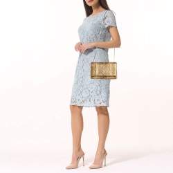 Pre Owned Saint Laurent Gold/Beige Python Kate Medium Shoulder Bag