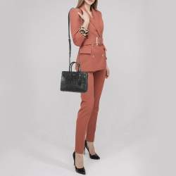 Pre Owned Saint Laurent Black Croc Embossed Leather Nano Classic Sac De Jour Tote