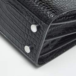 Pre Owned Saint Laurent Black Croc Embossed Leather Nano Classic Sac De Jour Tote