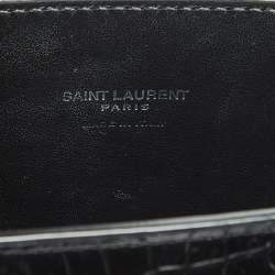 Pre Owned Saint Laurent Black Croc Embossed Leather Nano Classic Sac De Jour Tote