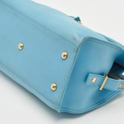Pre Owned Saint Laurent Light Blue Leather Small Cabas Chyc Tote