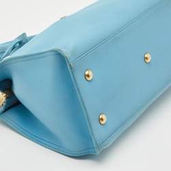 Pre Owned Saint Laurent Light Blue Leather Small Cabas Chyc Tote