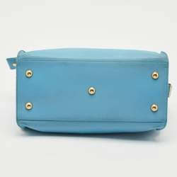 Pre Owned Saint Laurent Light Blue Leather Small Cabas Chyc Tote