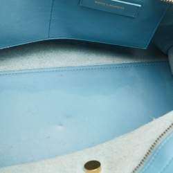 Pre Owned Saint Laurent Light Blue Leather Small Cabas Chyc Tote