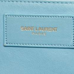 Pre Owned Saint Laurent Light Blue Leather Small Cabas Chyc Tote