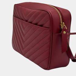 Pre Owned Saint Laurent Lou Camera Red Lambskin Leather Crossbody Bag