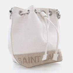 Pre Owned Saint Laurent Rive Gauche Canvas Bucket Bag