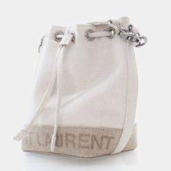 Pre Owned Saint Laurent Rive Gauche Canvas Bucket Bag