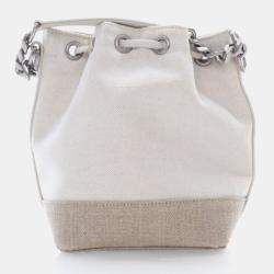 Pre Owned Saint Laurent Rive Gauche Canvas Bucket Bag