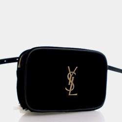 Pre Owned Saint Laurent Lou Mini Black Velvet Camera Belt Bag