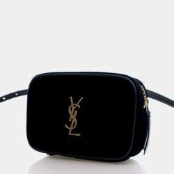 Pre Owned Saint Laurent Lou Mini Black Velvet Camera Belt Bag