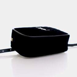 Pre Owned Saint Laurent Lou Mini Black Velvet Camera Belt Bag