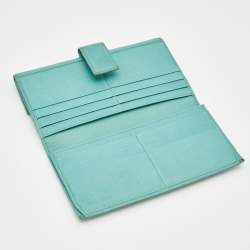 Pre Owned Saint Laurent Green Leather Y-Ligne Flap Wallet