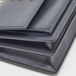 Pre Owned Saint Laurent Dark Grey Leather Medium Sunset Shoulder Bag