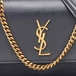 Pre Owned Saint Laurent Dark Grey Leather Medium Sunset Shoulder Bag