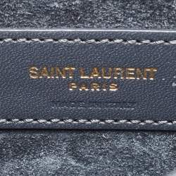 Pre Owned Saint Laurent Dark Grey Leather Medium Sunset Shoulder Bag