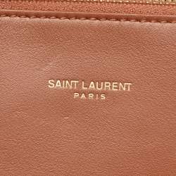 Pre Owned Saint Laurent Beige/Brown Canvas and Leather Le 37 Bucket Bag
