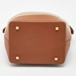 Pre Owned Saint Laurent Beige/Brown Canvas and Leather Le 37 Bucket Bag