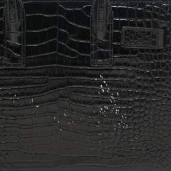 Pre Owned Saint Laurent Black Croc Embossed Leather Nano Classic Sac De Jour Tote