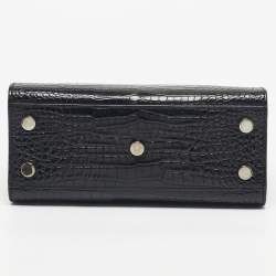 Pre Owned Saint Laurent Black Croc Embossed Leather Nano Classic Sac De Jour Tote