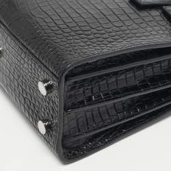 Pre Owned Saint Laurent Black Croc Embossed Leather Nano Classic Sac De Jour Tote