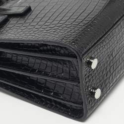 Pre Owned Saint Laurent Black Croc Embossed Leather Nano Classic Sac De Jour Tote