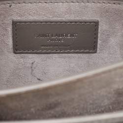 Pre Owned Saint Laurent Grey Croc Embossed Leather Medium Sunset Shoulder Bag