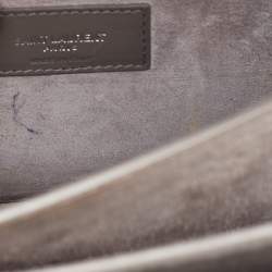 Pre Owned Saint Laurent Grey Croc Embossed Leather Medium Sunset Shoulder Bag