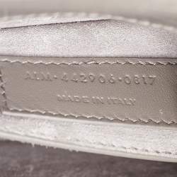 Pre Owned Saint Laurent Grey Croc Embossed Leather Medium Sunset Shoulder Bag