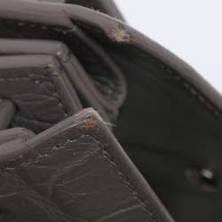 Pre Owned Saint Laurent Grey Croc Embossed Leather Nano Classic Sac De Jour Tote