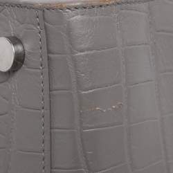 Pre Owned Saint Laurent Grey Croc Embossed Leather Nano Classic Sac De Jour Tote