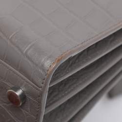 Pre Owned Saint Laurent Grey Croc Embossed Leather Nano Classic Sac De Jour Tote