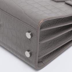 Pre Owned Saint Laurent Grey Croc Embossed Leather Nano Classic Sac De Jour Tote