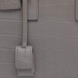 Pre Owned Saint Laurent Grey Croc Embossed Leather Nano Classic Sac De Jour Tote
