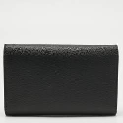 Pre Owned Saint Laurent Black Leather Uptown Wallet On Chain